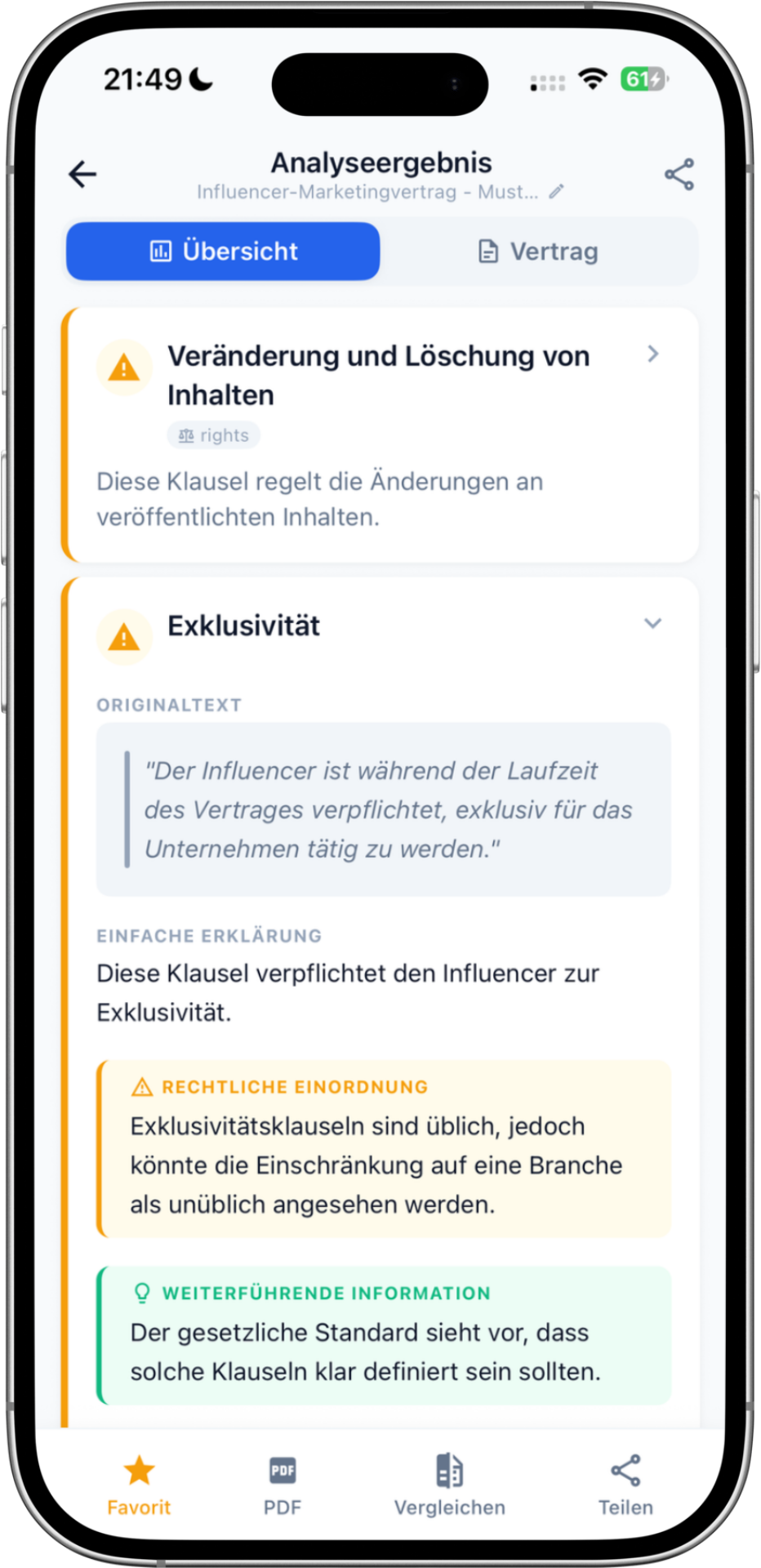 Klausel-Analyse Influencer-Vertrag