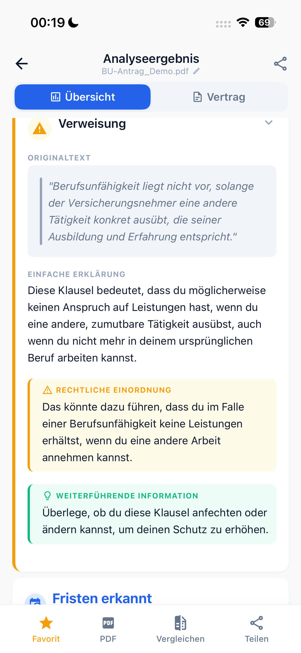 Klausel-Analyse BU-Vertrag
