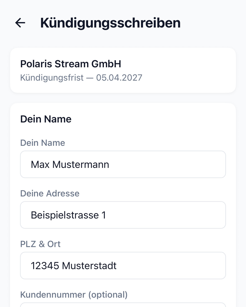 Kündigungsvorlagen