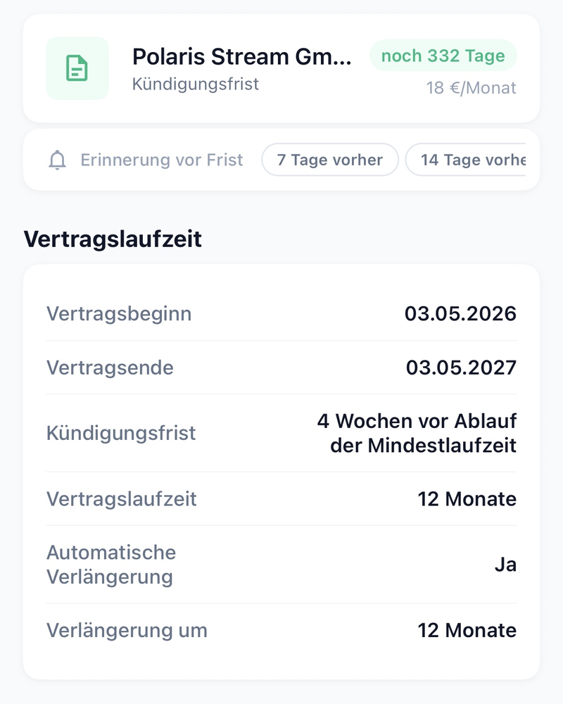 Automatische Verlängerung